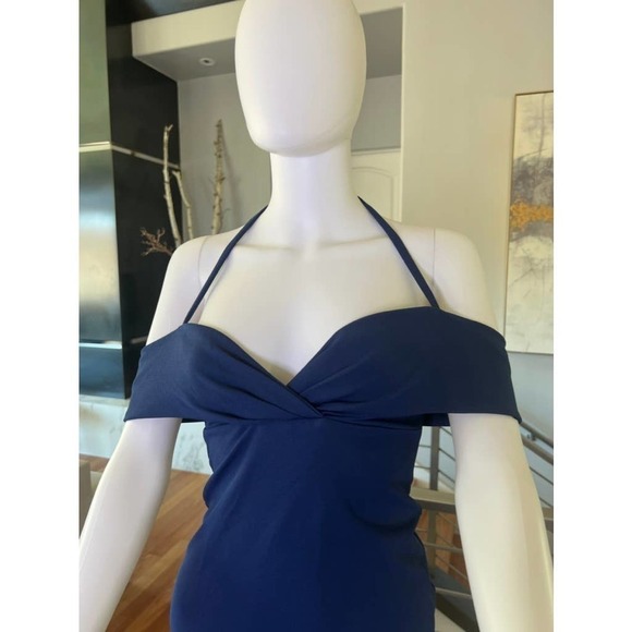 Nookie Athena Off Shoulder Midi Dress in Blue - Picture 3 of 12